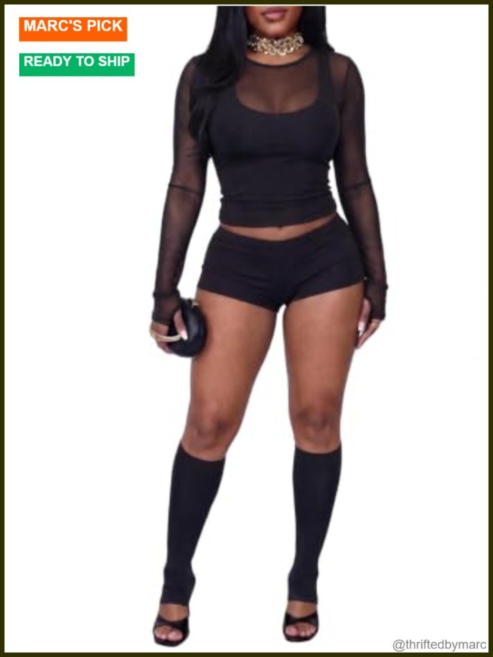 Women 3 Piece Club Outfit Mesh Tops Tank Bodycon Shorts Set